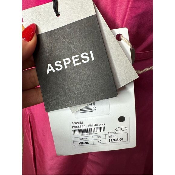 NWT ASPESI Italy Fuchsia strapless silk midi dress size EU40-US 4 - Picture 12 of 13